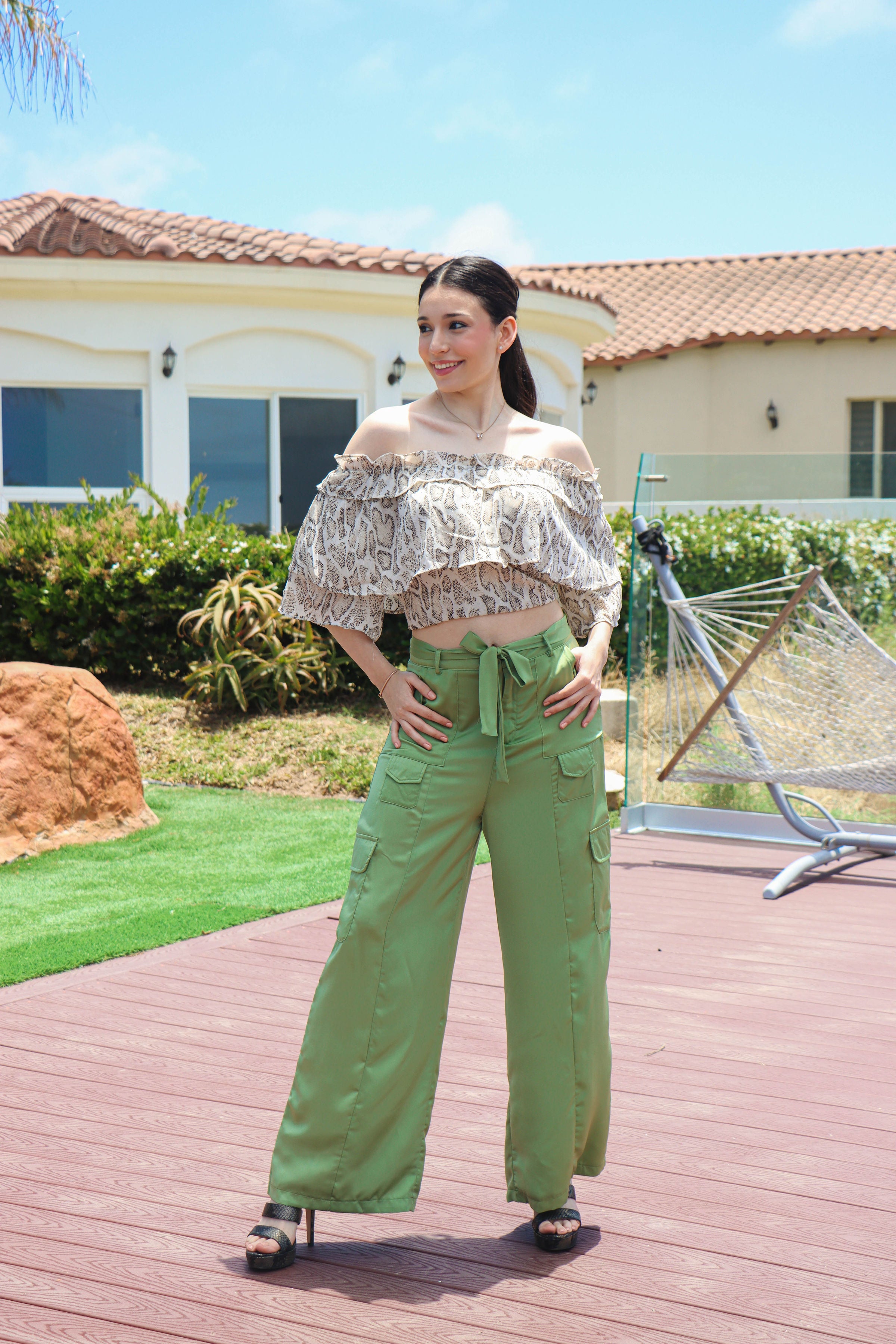 BLUSA CAMPESINA BEIGE ANIMAL PRINT